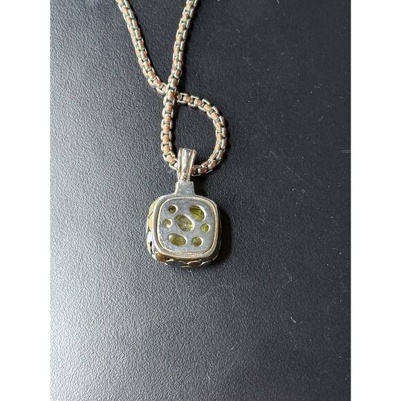 Vintage 2-tone Stunning Green CZ Renaissance Revival Adj. Necklace - Picture 5 of 6